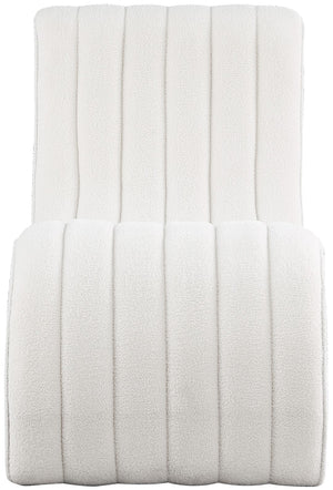 Orian Faux Shearling Teddy Fabric / Iron / Foam Contemporary Cream Teddy Fabric Chaise - 26.5" W x 59" D x 36.5" H