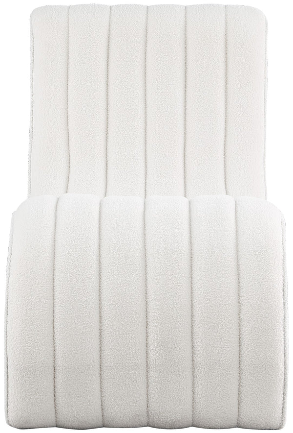 Orian Faux Shearling Teddy Fabric / Iron / Foam Contemporary Cream Teddy Fabric Chaise - 26.5" W x 59" D x 36.5" H