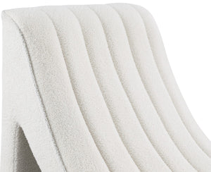 Orian Faux Shearling Teddy Fabric / Iron / Foam Contemporary Cream Teddy Fabric Chaise - 26.5" W x 59" D x 36.5" H