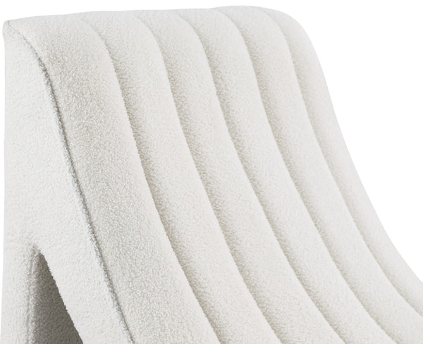 Orian Faux Shearling Teddy Fabric / Iron / Foam Contemporary Cream Teddy Fabric Chaise - 26.5" W x 59" D x 36.5" H