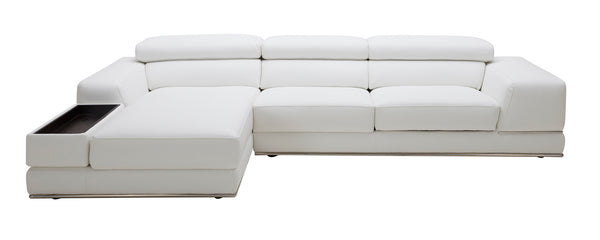 VIG Furniture Divani Casa Chrysanthemum Mini - Modern White Leather Left Facing Sectional Sofa VGKK1576-MINI-M-WHT