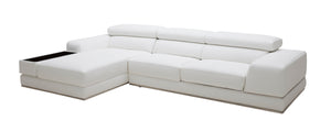 VIG Furniture Divani Casa Chrysanthemum Mini - Modern White Leather Left Facing Sectional Sofa VGKK1576-MINI-M-WHT