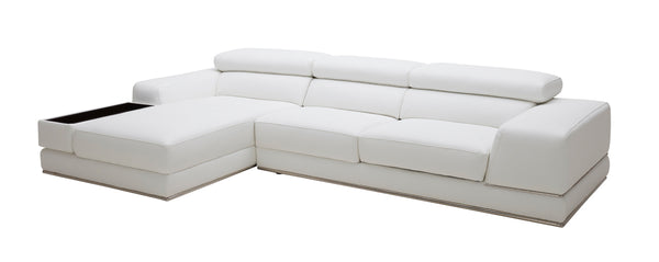 VIG Furniture Divani Casa Chrysanthemum Mini - Modern White Leather Left Facing Sectional Sofa VGKK1576-MINI-M-WHT