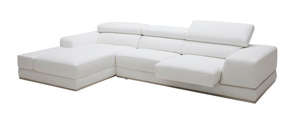 VIG Furniture Divani Casa Chrysanthemum Mini - Modern White Leather Left Facing Sectional Sofa VGKK1576-MINI-M-WHT