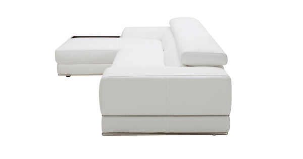 VIG Furniture Divani Casa Chrysanthemum Mini - Modern White Leather Left Facing Sectional Sofa VGKK1576-MINI-M-WHT