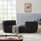 Hilton Boucle Fabric / Engineered Wood / Foam Contemporary Black Fabric Chaise - 90" W x 37" D x 29" H