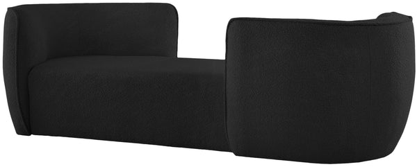 Hilton Boucle Fabric / Engineered Wood / Foam Contemporary Black Fabric Chaise - 90" W x 37" D x 29" H