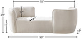 Hilton Boucle Fabric / Engineered Wood / Foam Contemporary Cream Fabric Chaise - 90" W x 37" D x 29" H