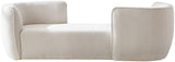 Hilton Boucle Fabric / Engineered Wood / Foam Contemporary Cream Fabric Chaise - 90" W x 37" D x 29" H