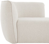 Hilton Boucle Fabric / Engineered Wood / Foam Contemporary Cream Fabric Chaise - 90" W x 37" D x 29" H