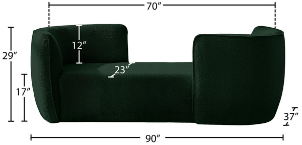 Hilton Boucle Fabric / Engineered Wood / Foam Contemporary Green Fabric Chaise - 90" W x 37" D x 29" H