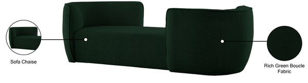 Hilton Boucle Fabric / Engineered Wood / Foam Contemporary Green Fabric Chaise - 90" W x 37" D x 29" H