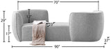 Hilton Boucle Fabric / Engineered Wood / Foam Contemporary Grey Fabric Chaise - 90" W x 37" D x 29" H