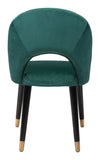 Zuo Modern Miami 100% Polyester, Plywood, Steel Modern Commercial Grade Dining Chair Set - Set of 2 Green, Black, Gold 100% Polyester, Plywood, Steel