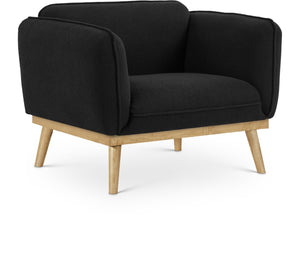 Nolita Boucle Fabric / Solid Wood / Foam Mid-Century Modern Black Boucle Fabric Chair - 40.5" W x 32.5" D x 32" H