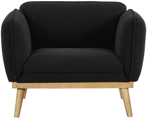 Nolita Boucle Fabric / Solid Wood / Foam Mid-Century Modern Black Boucle Fabric Chair - 40.5" W x 32.5" D x 32" H