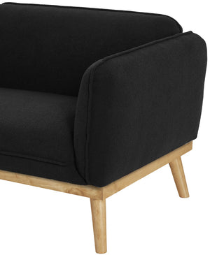 Nolita Boucle Fabric / Solid Wood / Foam Mid-Century Modern Black Boucle Fabric Loveseat - 62.5" W x 32.5" D x 32" H