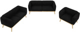 Nolita Boucle Fabric / Solid Wood / Foam Mid-Century Modern Black Boucle Fabric Loveseat - 62.5" W x 32.5" D x 32" H