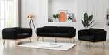 Nolita Boucle Fabric / Solid Wood / Foam Mid-Century Modern Black Boucle Fabric Loveseat - 62.5" W x 32.5" D x 32" H