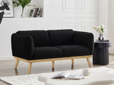 Nolita Boucle Fabric / Solid Wood / Foam Mid-Century Modern Black Boucle Fabric Loveseat - 62.5" W x 32.5" D x 32" H