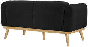 Nolita Boucle Fabric / Solid Wood / Foam Mid-Century Modern Black Boucle Fabric Loveseat - 62.5" W x 32.5" D x 32" H