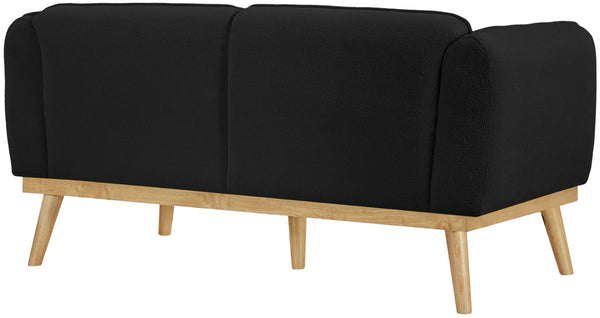 Nolita Boucle Fabric / Solid Wood / Foam Mid-Century Modern Black Boucle Fabric Loveseat - 62.5" W x 32.5" D x 32" H