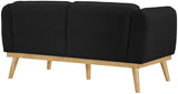 Nolita Boucle Fabric / Solid Wood / Foam Mid-Century Modern Black Boucle Fabric Loveseat - 62.5" W x 32.5" D x 32" H