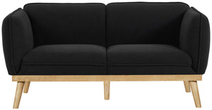 Nolita Boucle Fabric / Solid Wood / Foam Mid-Century Modern Black Boucle Fabric Loveseat - 62.5" W x 32.5" D x 32" H
