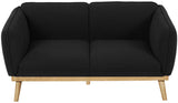 Nolita Boucle Fabric / Solid Wood / Foam Mid-Century Modern Black Boucle Fabric Loveseat - 62.5" W x 32.5" D x 32" H