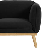 Nolita Boucle Fabric / Solid Wood / Foam Mid-Century Modern Black Boucle Fabric Loveseat - 62.5" W x 32.5" D x 32" H