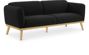 Nolita Boucle Fabric / Solid Wood / Foam Mid-Century Modern Black Boucle Fabric Sofa - 82" W x 32.5" D x 32" H