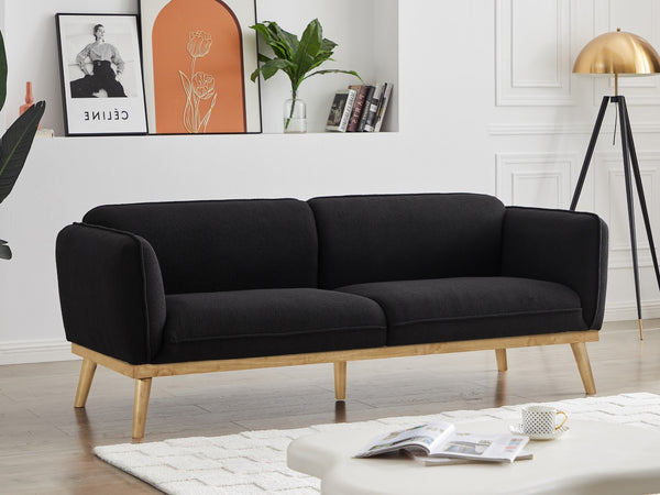 Nolita Boucle Fabric / Solid Wood / Foam Mid-Century Modern Black Boucle Fabric Sofa - 82" W x 32.5" D x 32" H