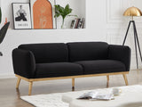 Nolita Boucle Fabric / Solid Wood / Foam Mid-Century Modern Black Boucle Fabric Sofa - 82" W x 32.5" D x 32" H