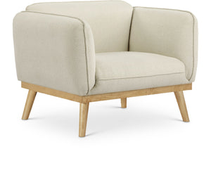 Nolita Boucle Fabric / Solid Wood / Foam Mid-Century Modern Cream Boucle Fabric Chair - 40.5" W x 32.5" D x 32" H