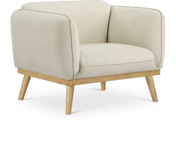 Nolita Boucle Fabric / Solid Wood / Foam Mid-Century Modern Cream Boucle Fabric Chair - 40.5" W x 32.5" D x 32" H