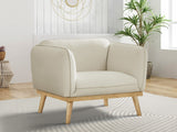 Nolita Boucle Fabric / Solid Wood / Foam Mid-Century Modern Cream Boucle Fabric Chair - 40.5" W x 32.5" D x 32" H