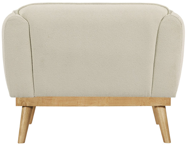Nolita Boucle Fabric / Solid Wood / Foam Mid-Century Modern Cream Boucle Fabric Chair - 40.5" W x 32.5" D x 32" H