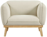 Nolita Boucle Fabric / Solid Wood / Foam Mid-Century Modern Cream Boucle Fabric Chair - 40.5" W x 32.5" D x 32" H