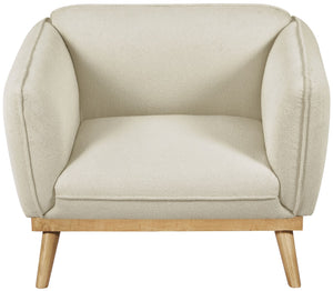 Nolita Boucle Fabric / Solid Wood / Foam Mid-Century Modern Cream Boucle Fabric Chair - 40.5" W x 32.5" D x 32" H