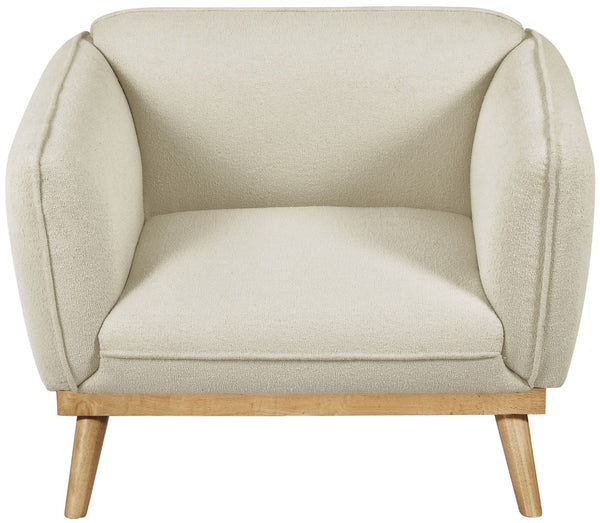 Nolita Boucle Fabric / Solid Wood / Foam Mid-Century Modern Cream Boucle Fabric Chair - 40.5" W x 32.5" D x 32" H
