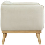 Nolita Boucle Fabric / Solid Wood / Foam Mid-Century Modern Cream Boucle Fabric Chair - 40.5" W x 32.5" D x 32" H