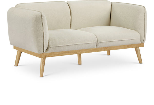 Nolita Boucle Fabric / Solid Wood / Foam Mid-Century Modern Cream Boucle Fabric Loveseat - 62.5" W x 32.5" D x 32" H
