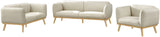 Nolita Boucle Fabric / Solid Wood / Foam Mid-Century Modern Cream Boucle Fabric Loveseat - 62.5" W x 32.5" D x 32" H