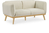 Nolita Boucle Fabric / Solid Wood / Foam Mid-Century Modern Cream Boucle Fabric Loveseat - 62.5" W x 32.5" D x 32" H