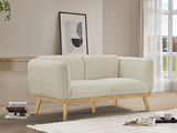 Nolita Boucle Fabric / Solid Wood / Foam Mid-Century Modern Cream Boucle Fabric Loveseat - 62.5" W x 32.5" D x 32" H