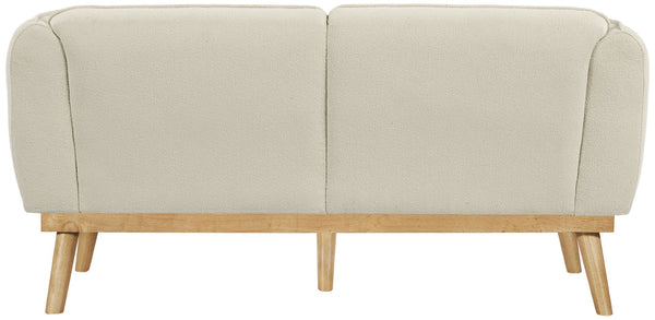Nolita Boucle Fabric / Solid Wood / Foam Mid-Century Modern Cream Boucle Fabric Loveseat - 62.5" W x 32.5" D x 32" H