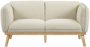 Nolita Boucle Fabric / Solid Wood / Foam Mid-Century Modern Cream Boucle Fabric Loveseat - 62.5" W x 32.5" D x 32" H