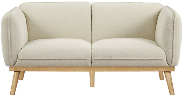 Nolita Boucle Fabric / Solid Wood / Foam Mid-Century Modern Cream Boucle Fabric Loveseat - 62.5" W x 32.5" D x 32" H