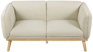 Nolita Boucle Fabric / Solid Wood / Foam Mid-Century Modern Cream Boucle Fabric Loveseat - 62.5" W x 32.5" D x 32" H