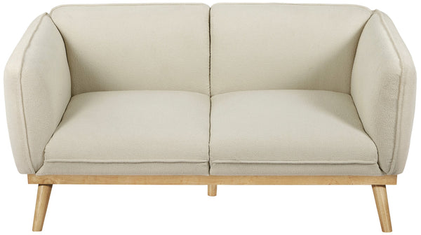 Nolita Boucle Fabric / Solid Wood / Foam Mid-Century Modern Cream Boucle Fabric Loveseat - 62.5" W x 32.5" D x 32" H